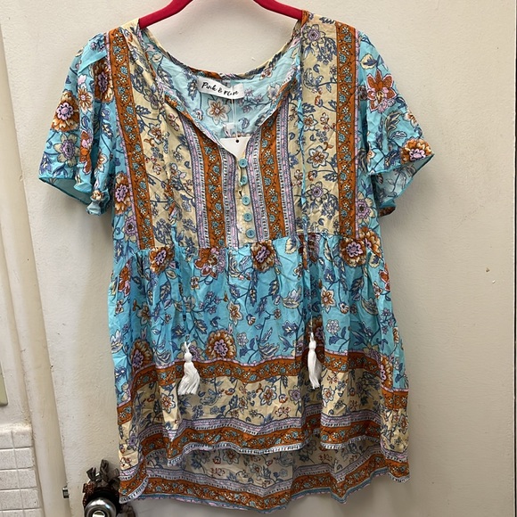NWT Pink & Flare Boho Swing Top Size Small - Picture 11 of 11